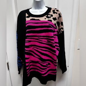 Torrid multi mixed animal print pullover sweater size 0 large